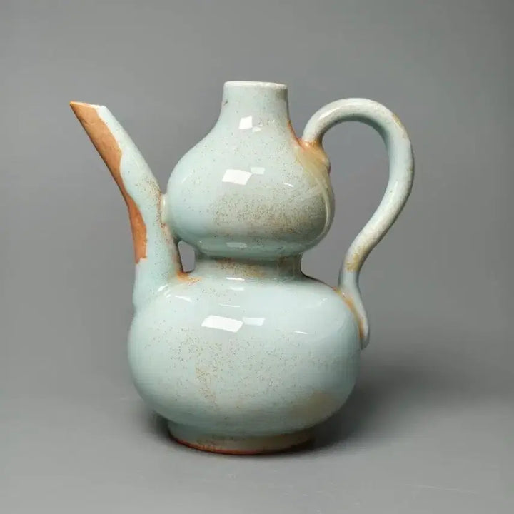 [BUNJANG] Chinese Celadon Gourd-shaped Teapot - Mid Qing Dynasty / [진품] 청대 중기 용천요 호록형 주전자 중국도자기 골동품 고미술품