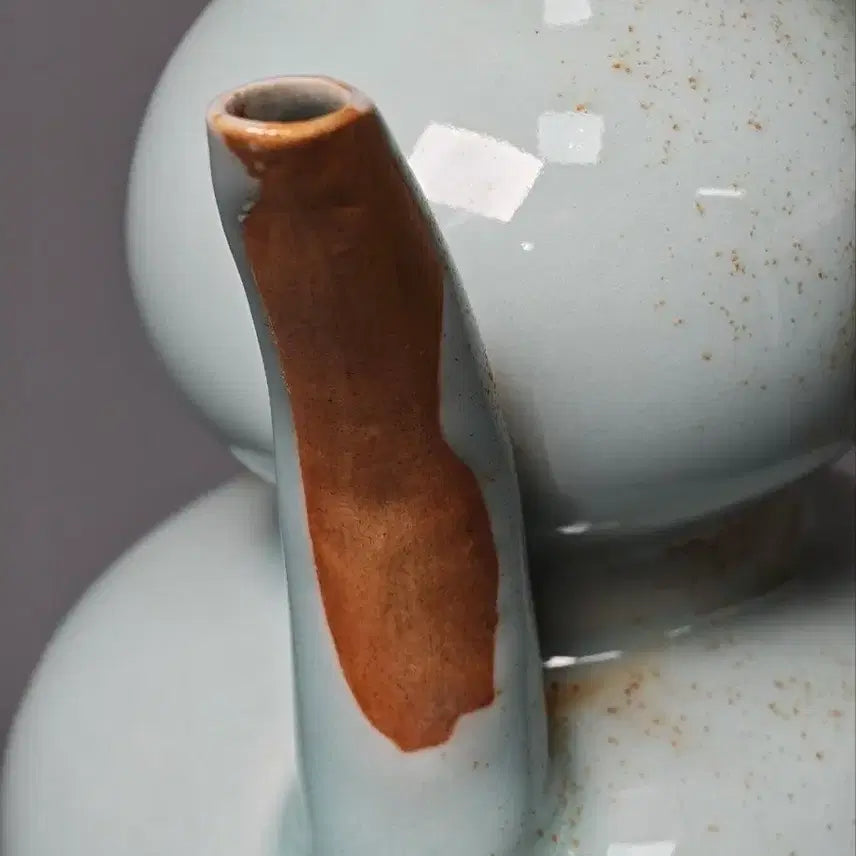 [BUNJANG] Chinese Celadon Gourd-shaped Teapot - Mid Qing Dynasty / [진품] 청대 중기 용천요 호록형 주전자 중국도자기 골동품 고미술품