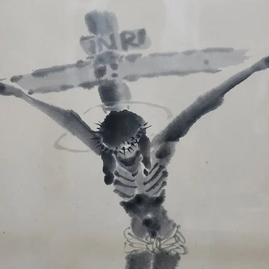 [BUNJANG] Park Chun-Mook 1980 Ink Wash Painting Jesus / 1980년 소재 박춘묵선생 예수 수묵화 그림