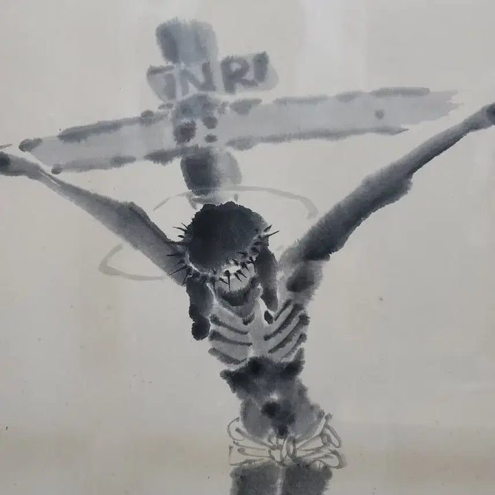 [BUNJANG] Park Chun-Mook 1980 Ink Wash Painting Jesus / 1980년 소재 박춘묵선생 예수 수묵화 그림