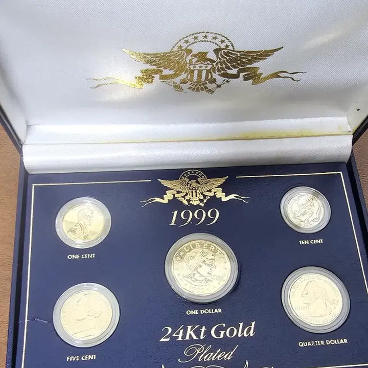 [BUNJANG] 1999 USA 24K Gold Plated Mint Set with Embossed Case / 미국1999년 24KT골드 도금 민트세트