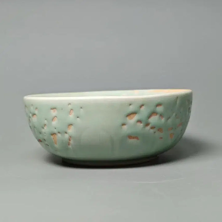 [BUNJANG] Chinese Qing Dynasty Celadon Porcelain Double-Gourd Vase with Lattice Carving / [진품] 청대 중기 분청유 투각 공명문 완 중국도자기 골동품 고미술품