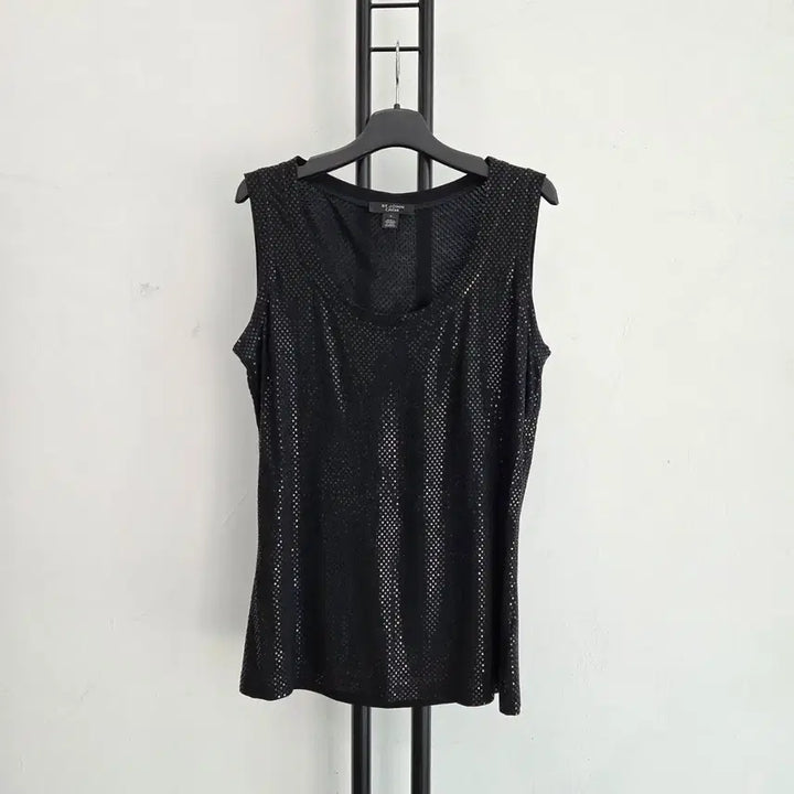 [BUNJANG] ST. JOHN Caviar Black Sequin Sleeveless Top / 정품 센존 ST.JOHN CAVIAR  블랙 스팽글 민소매 탑