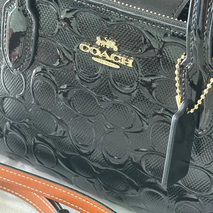 [BUNJANG] Coach Signature Leather Nina Small Tote Bag Gold/Black / [정품] 코치 시그니처 레더 NINA 스몰 토트백 골드블랙