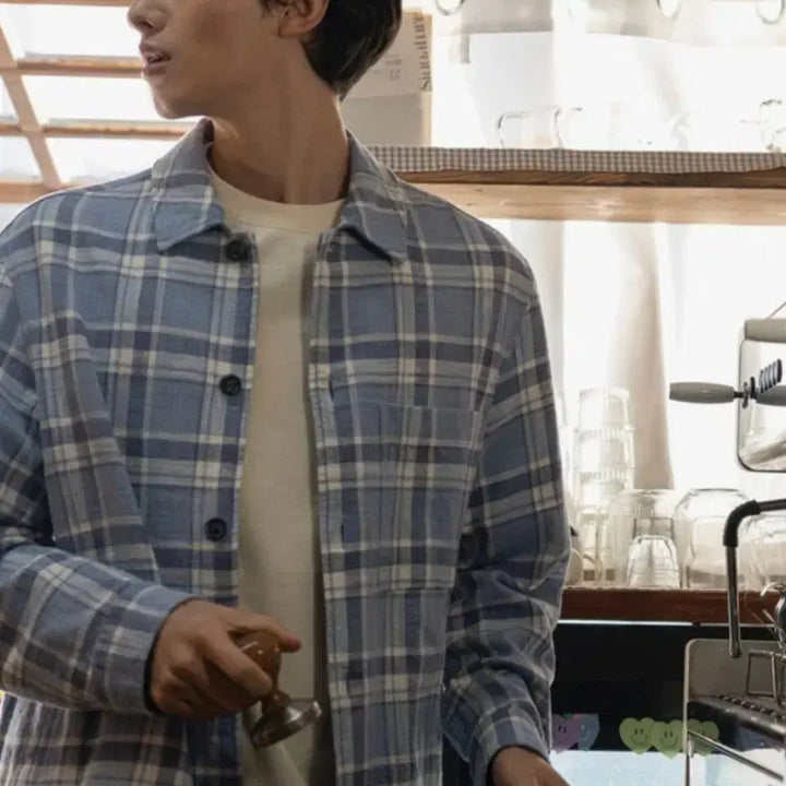[BUNJANG] Epigram Blue Check Shirt Jacket XL / 에피그램 블루 체크 셔켓 XL사이즈 팔아요