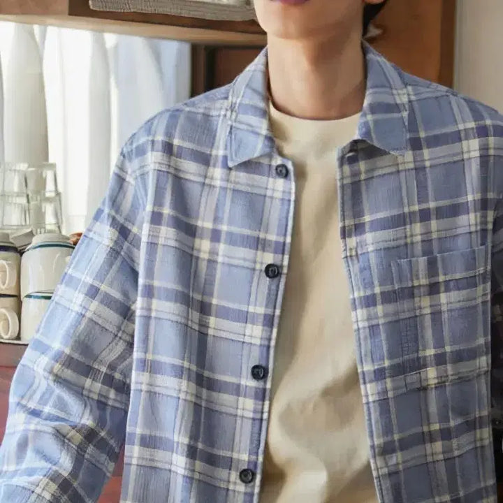[BUNJANG] Epigram Blue Check Shirt Jacket XL / 에피그램 블루 체크 셔켓 XL사이즈 팔아요