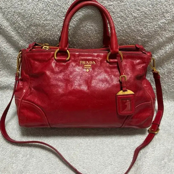 [BUNJANG] Prada Vitello Shine Red Leather Tote Bag / (정품)프라다 비텔로 토트백 레드