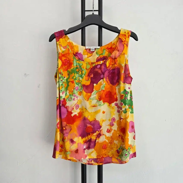 [BUNJANG] ST. JOHN Flower Yellow Silk Blend Blouse / 정품 센존 ST.JOHN 플라워 옐로우 블라우스