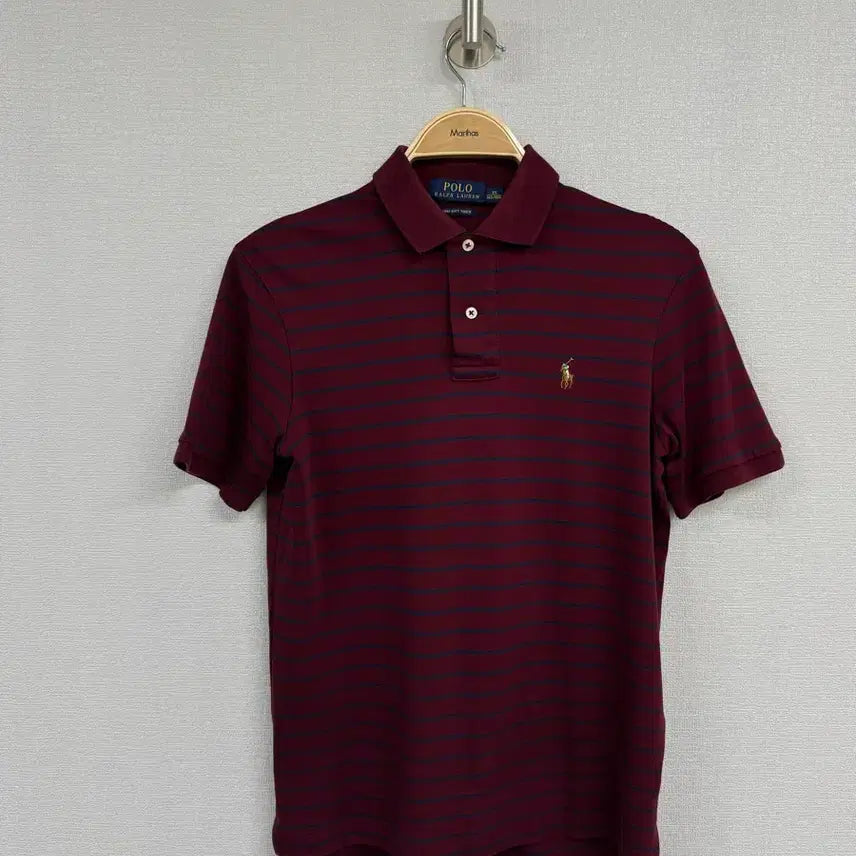 [BUNJANG] Polo Ralph Lauren Stripe Collar Short Sleeve T-Shirt / 폴로 랄프로렌 스트라이프 카라 반팔 티셔츠