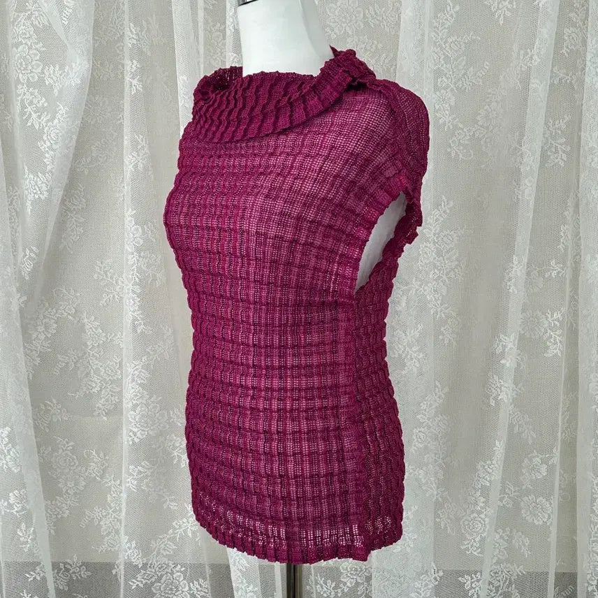 [BUNJANG] Issey Miyake Me Pleats Sleeveless Turtleneck Top Purple / F) 이세이미야케 me 플리츠 슬리브리스 퍼플