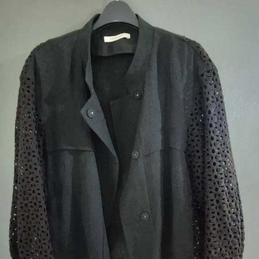 [BUNJANG] Jill Stuart Black Lace Sleeve Linen Jacket / 질스튜어트 블랙 레이스 소매 마 자켓  린넨자켓