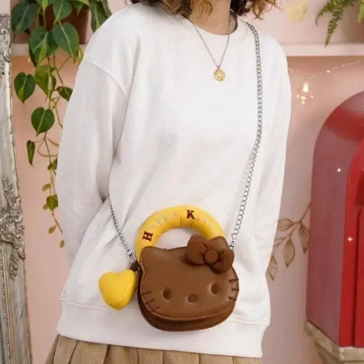 [BUNJANG] Hello Kitty Mini Chain Bag Tote Crossbody Bag Brown New / 헬로키티 미니 체인백 토트백 키티 크로스백 브라운 새상품