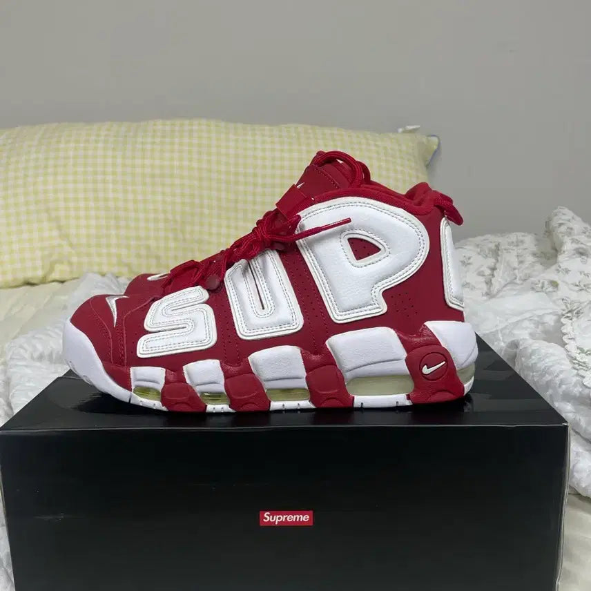 [BUNJANG] Nike Supreme Air More Uptempo Red/White / 270 나이키 슈프림 업템포 레드/화이트 박스포함