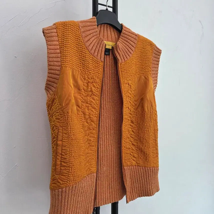 [BUNJANG] ST. JOHN Orange Knit Vest / 정품 센존 ST.JOHN 니트 베스트 오렌지
