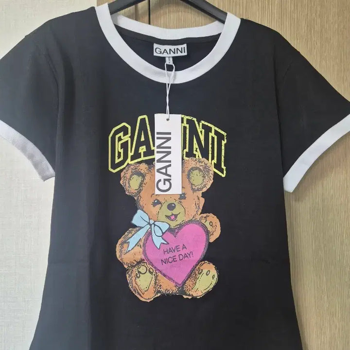 [BUNJANG] GANNI Teddy Bear Short Sleeve T-Shirt Black / 가니정품  테디베어 블랙 반팔 티셔츠 새상품