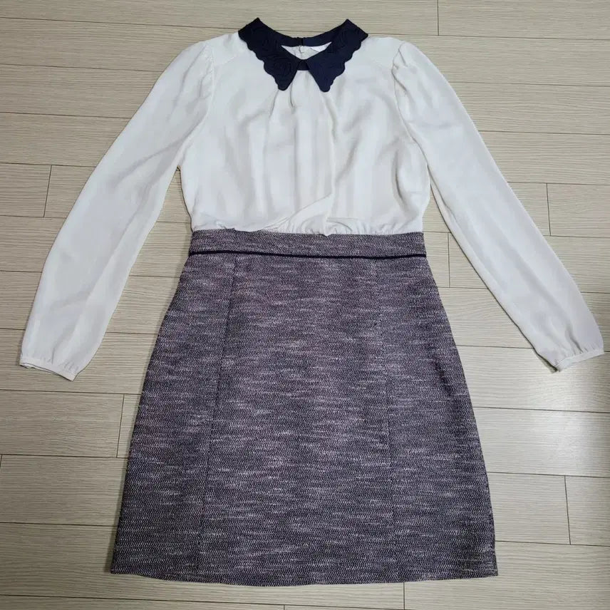 [BUNJANG] SOUP Tweed Color-Block Midi Dress / SOUP 트위드 배색 원피스 87-96-165(66)