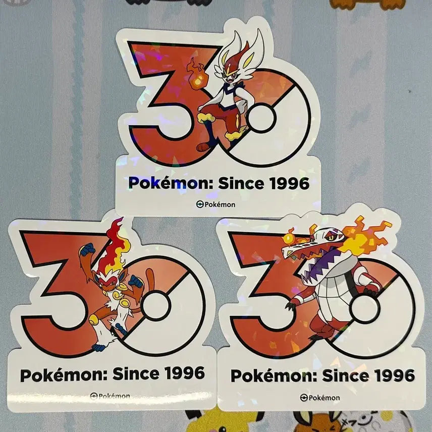 [BUNJANG] Pokemon 30th Anniversary Logo Sticker Set - Infernape, Magmortar, Simisear / [포켓몬 30주년 기념 로고 스티커]에이스번, 라우드본, 초염몽
