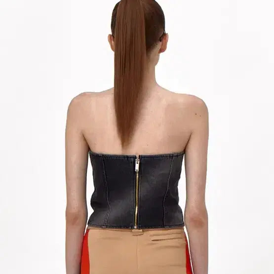 [BUNJANG] Kijun Air Brushed Denim Bustier Top (Size S) / 기준 kijun 에어 브러시 데님 뷔스티에 탑 새상품