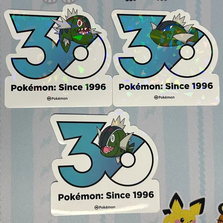 [BUNJANG] Pokemon 30th Anniversary Logo Sticker Set / [포켓몬 30주년 기념 로고 스티커]배쓰나이 3종 -홍.청.백