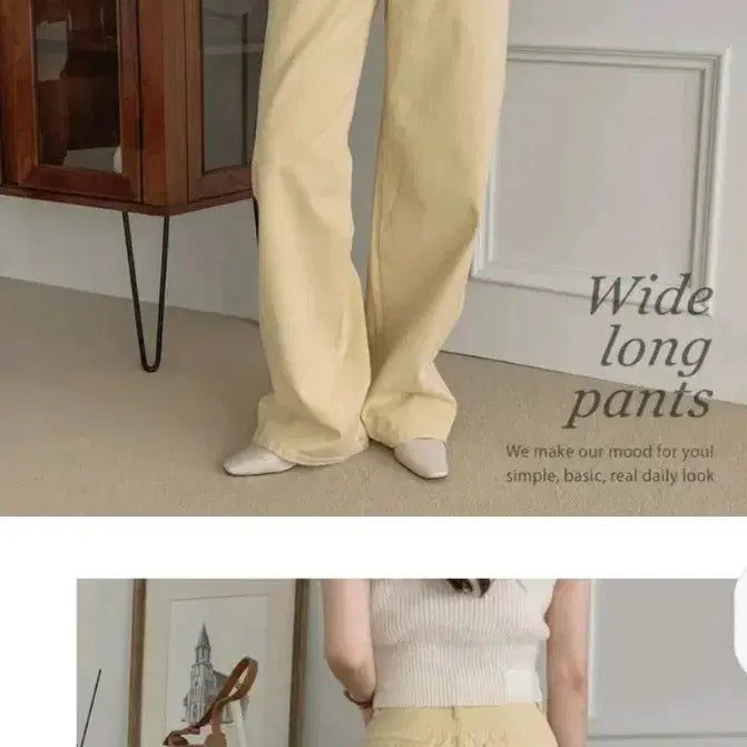 [BUNJANG] Yellow Wide Cotton Pants / 옐로우 와이드롱 코튼 팬츠