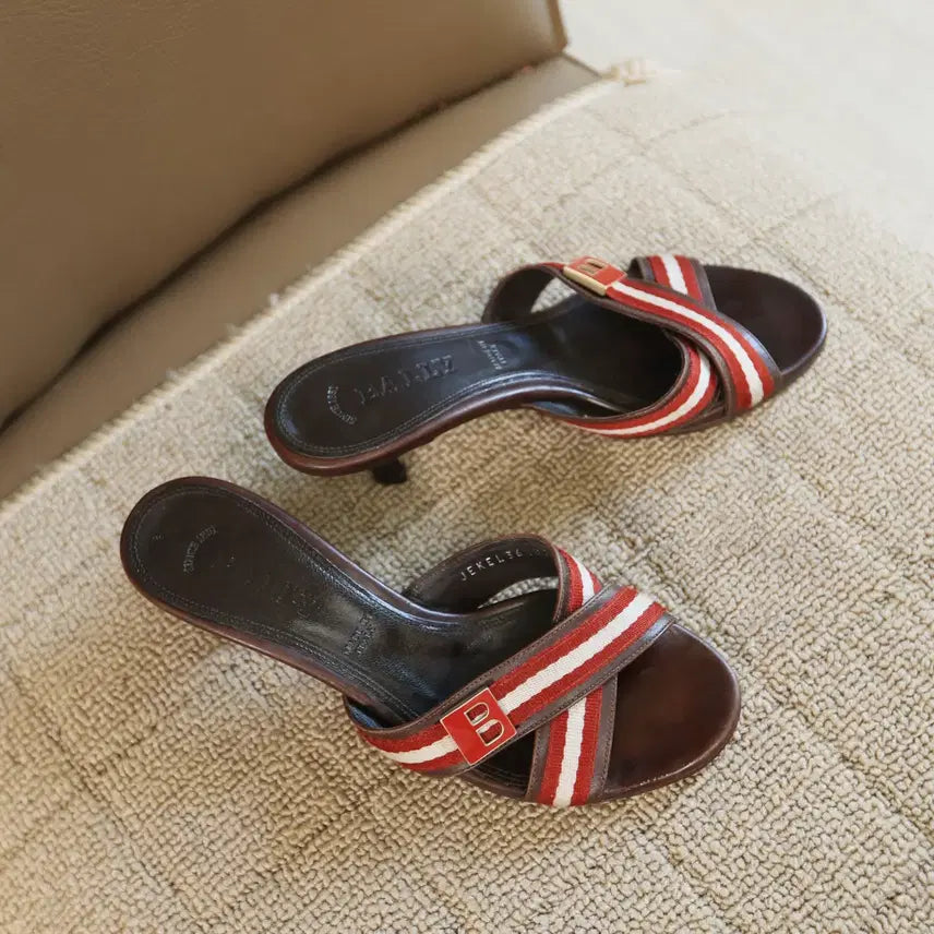 [BUNJANG] Bally JEKEL Italian Leather Mule Sandals / 발리 JEKEL 36 이태리 레더 뮬 샌들 굽 5cm