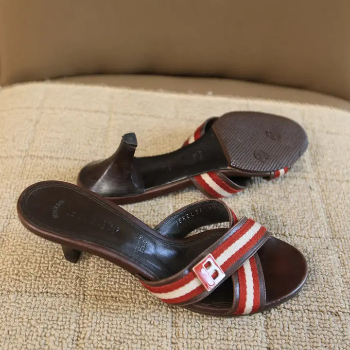 [BUNJANG] Bally JEKEL Italian Leather Mule Sandals / 발리 JEKEL 36 이태리 레더 뮬 샌들 굽 5cm
