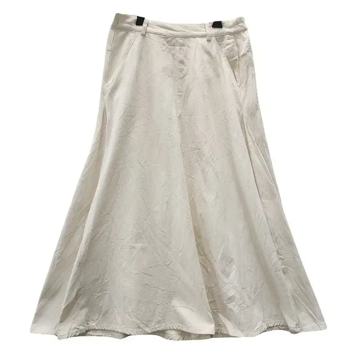 [BUNJANG] Vintage Flare Big Pocket Cream Long Skirt / 빈티지 플레어 빅포켓 크림 롱스커트 FREE