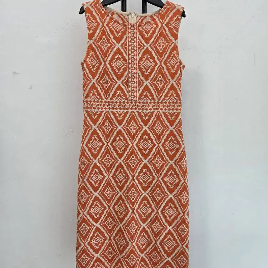 [BUNJANG] ST. JOHN Sleeveless Midi Dress with Pattern / 정품 센존 ST.JOHN 패턴 민소매 원피스