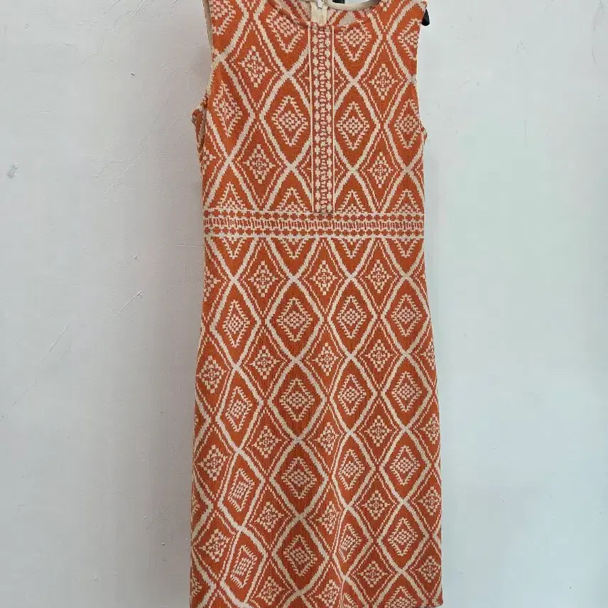 [BUNJANG] ST. JOHN Sleeveless Midi Dress with Pattern / 정품 센존 ST.JOHN 패턴 민소매 원피스