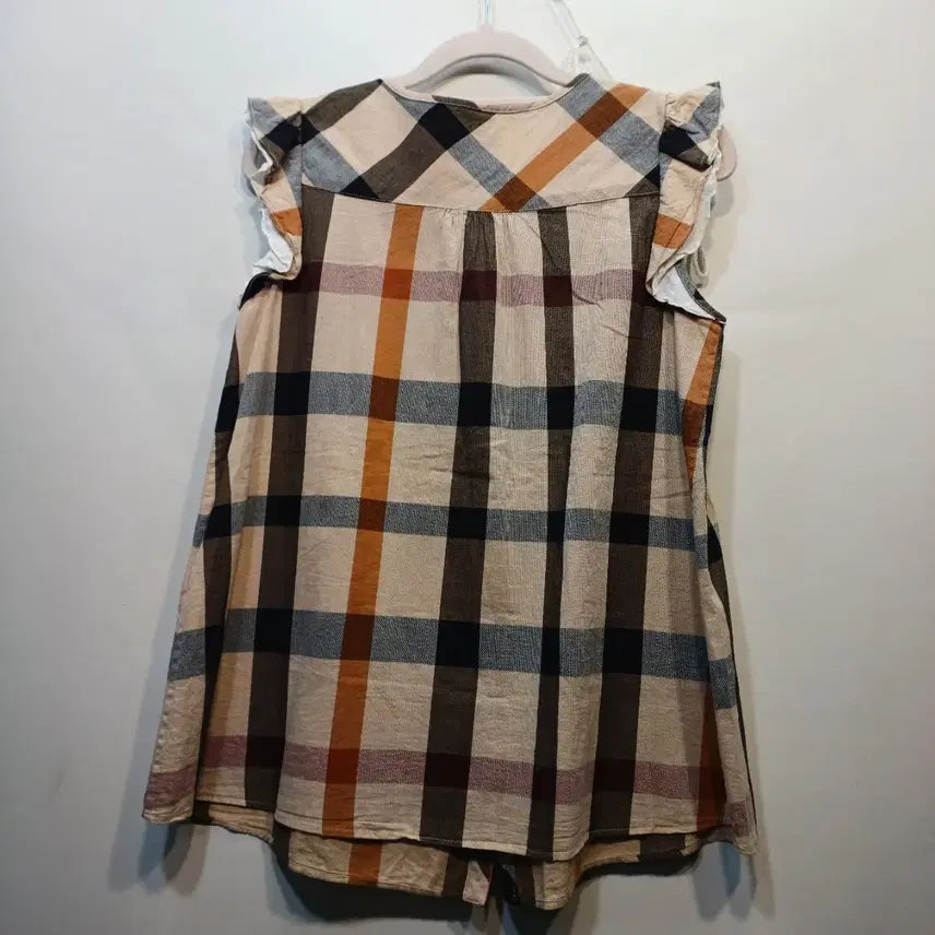 [BUNJANG] Daks Check Blouse - Size 80 / 닥스 체크 셔츠 블라우스 프릴 80사이즈여름  60248