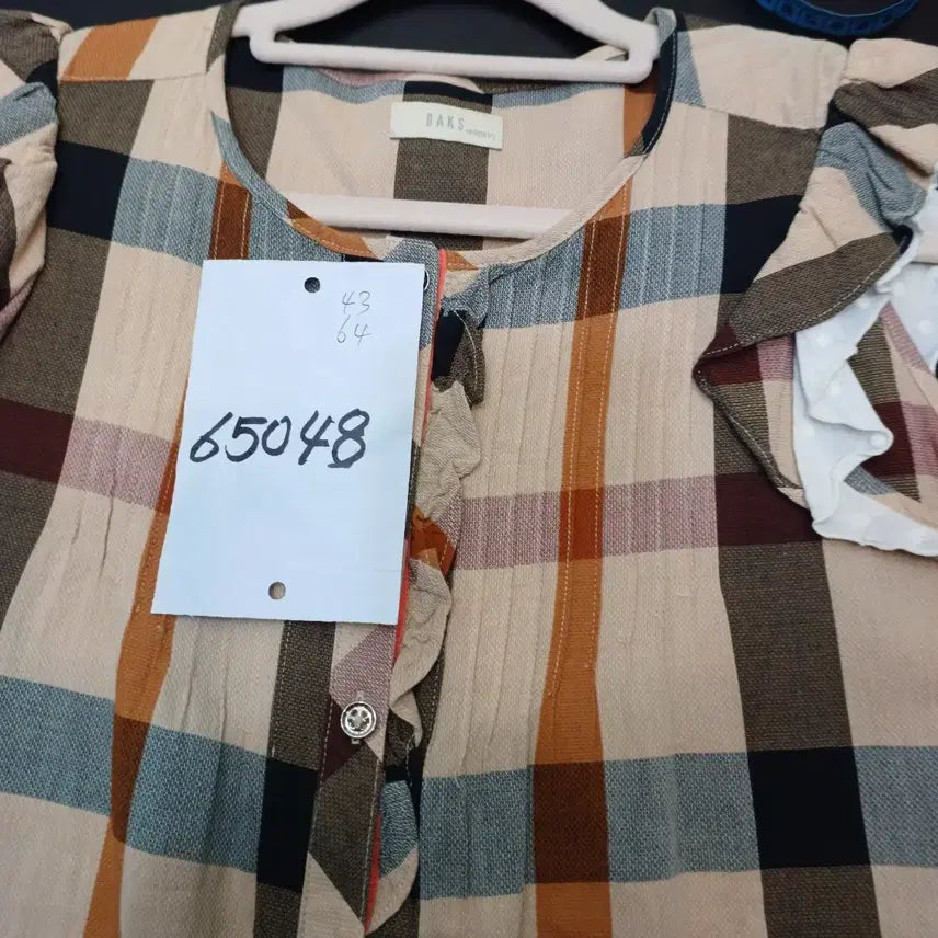 [BUNJANG] Daks Check Blouse - Size 80 / 닥스 체크 셔츠 블라우스 프릴 80사이즈여름  60248