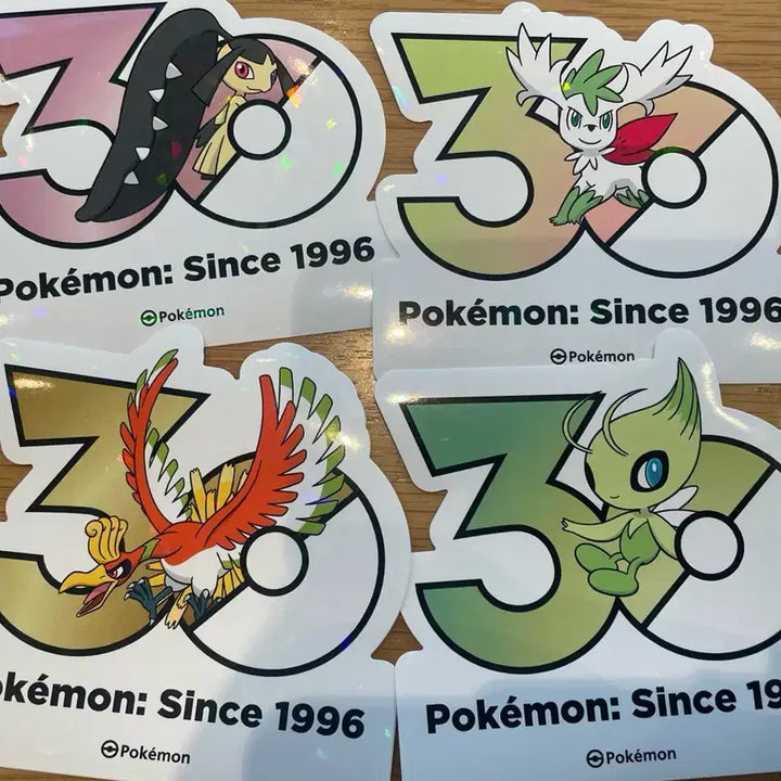 [BUNJANG] Pokemon 30th Anniversary Stickers (Wooper, Quagsire, Ho-Oh, Celebi) / 포켓몬 30주년 스티커 교환 (입치트 쉐이미 칠색조 세레비)