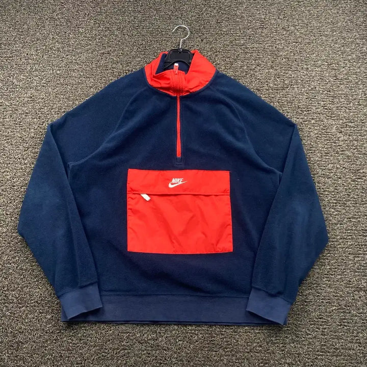 [BUNJANG] Nike Navy Fleece Anorak Half-Zip XL / 나이키 네이비 플리스 아노락 반집업