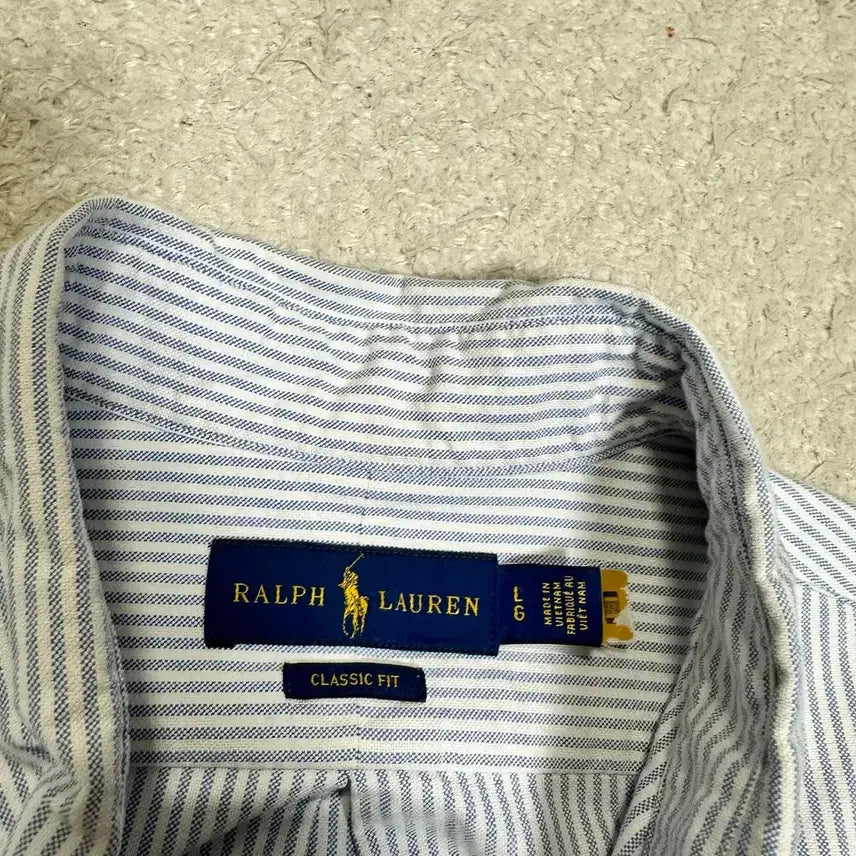 [BUNJANG] Polo Ralph Lauren Striped Short Sleeve Shirt L / 폴로 랄프로렌 스트라이프 반팔 셔츠 L