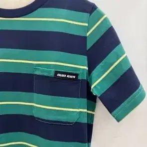 [BUNJANG] Mistlife T-Shirt Navy and Green (Size 40) / 미우 티 40