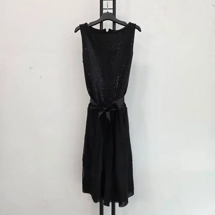 [BUNJANG] ST. JOHN Sequin Ribbon Belt Dress / 정품 센존 ST.JOHN 스팽글 리본 벨트 원피스