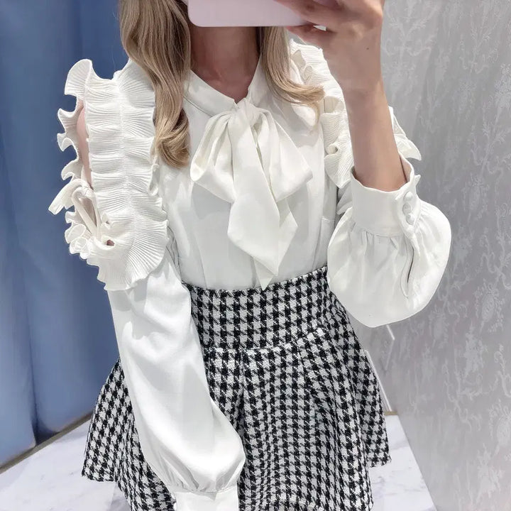 [BUNJANG] Evelyn Pleated Frill Blouse / evelyn 에블린 플리츠 프릴 블라우스 양산형
