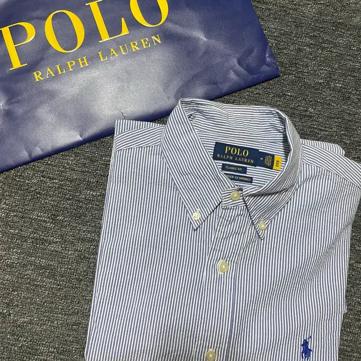 [BUNJANG] Polo Ralph Lauren Seersucker Blue Stripe Shirt (Men&