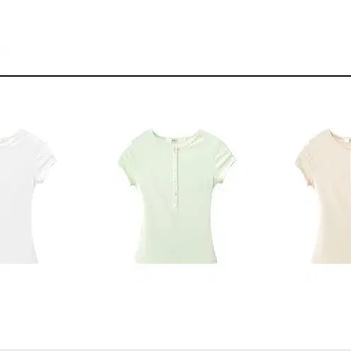 [BUNJANG] OAKMOO Lyocell High-Stretch Knit Henley Slim Fit Short Sleeve T-Shirt / OAKMOO 오크무 리오셀 고탄력 니트 헨리넥 슬림 반팔티