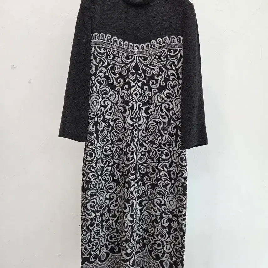 [BUNJANG] ST. JOHN Patterned Wool Long Dress / 정품 센존 ST.JOHN 패턴 모직 롱 원피스