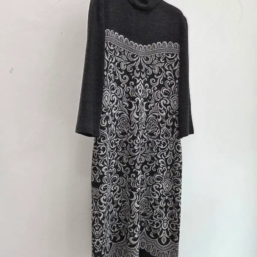 [BUNJANG] ST. JOHN Patterned Wool Long Dress / 정품 센존 ST.JOHN 패턴 모직 롱 원피스