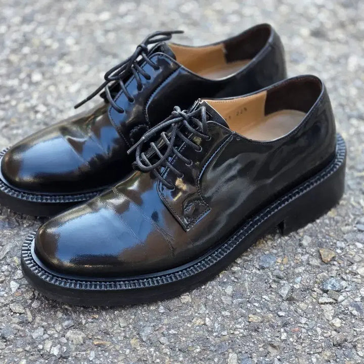 [BUNJANG] LOST GARDEN Black Patent Leather Derby Shoes Vibram Sole / 블랙 유광 더비 슈즈