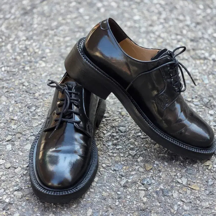 [BUNJANG] LOST GARDEN Black Patent Leather Derby Shoes Vibram Sole / 블랙 유광 더비 슈즈