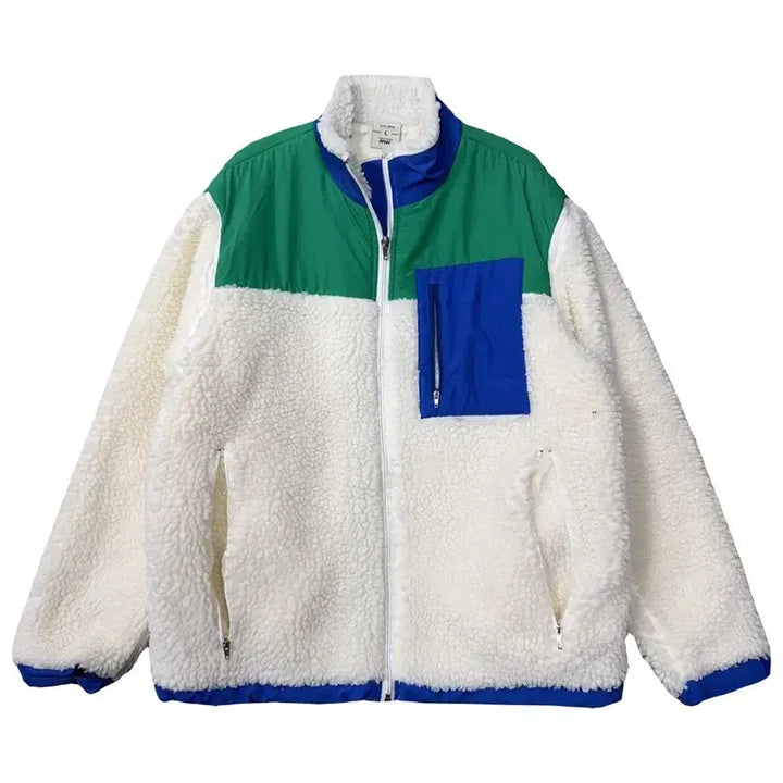 [BUNJANG] FP142 Multi Color Pocket Quilting Fleece Jacket L / FP142 멀티 컬러 포켓 퀄팅 후리스 자켓 L