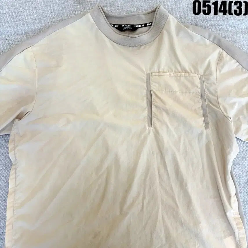 [BUNJANG] Phantom Color-Block Short-Sleeve T-Shirt Beige Size 100 / 팬텀 반팔 티셔츠 베이지 배색 100 0514