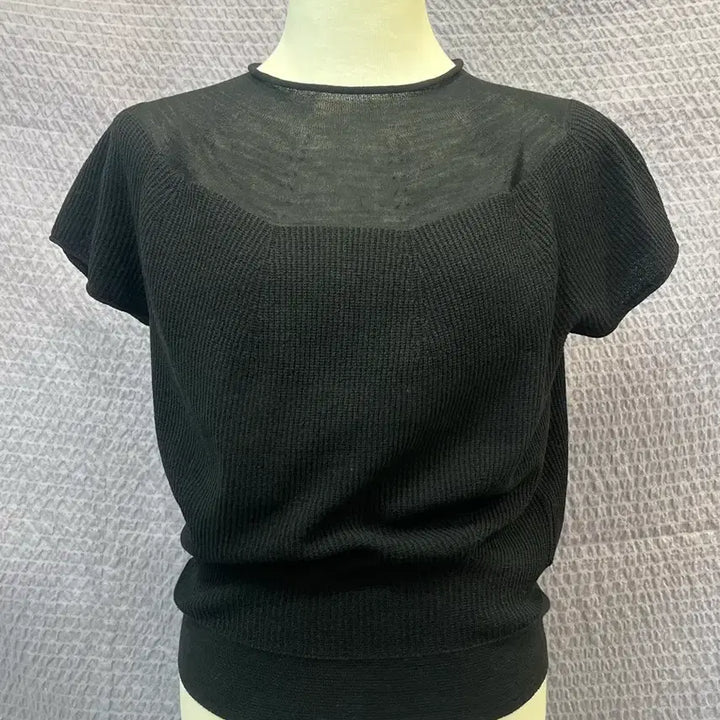 [BUNJANG] Mine by Hansome Sheer Knit Short Sleeve Top / 한섬 MINE 니트 반팔 새옷급 55 (23년) 시스루 믹스