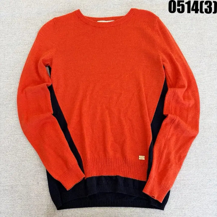 [BUNJANG] Beanpole Color Block Knit Sweater / 빈폴 오렌지/네이비 배색 니트 85 0514