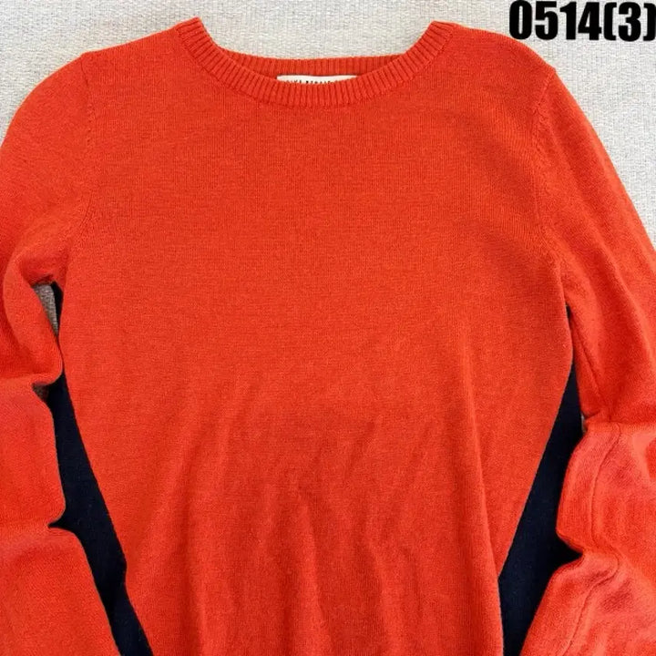 [BUNJANG] Beanpole Color Block Knit Sweater / 빈폴 오렌지/네이비 배색 니트 85 0514