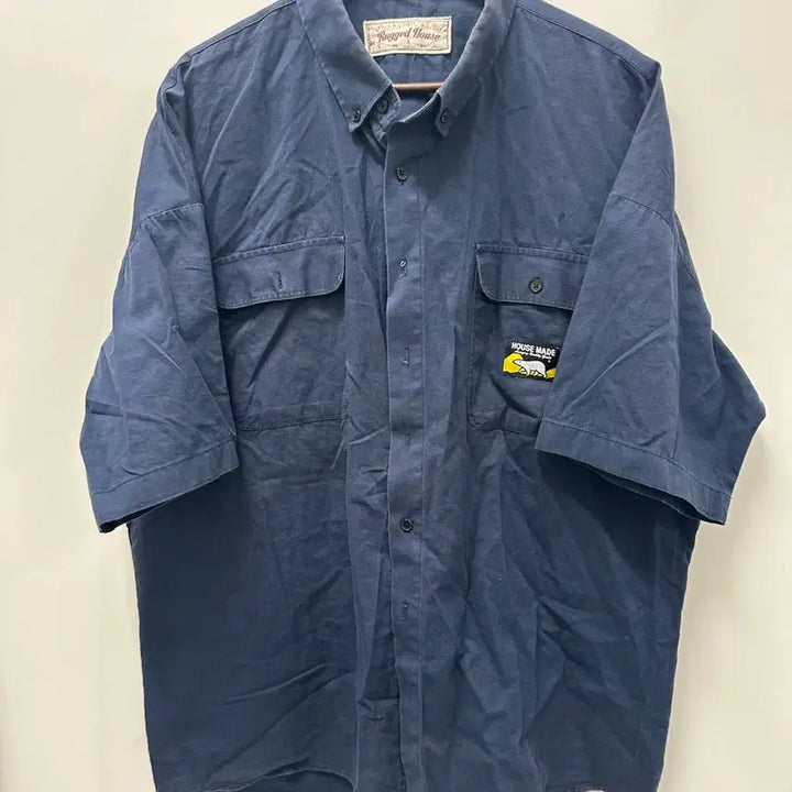 [BUNJANG] Rugged House Navy Short Sleeve Shirt Size 2 / [만원 아라비아빈티지]Rugged House 네이비 반팔 셔츠 2