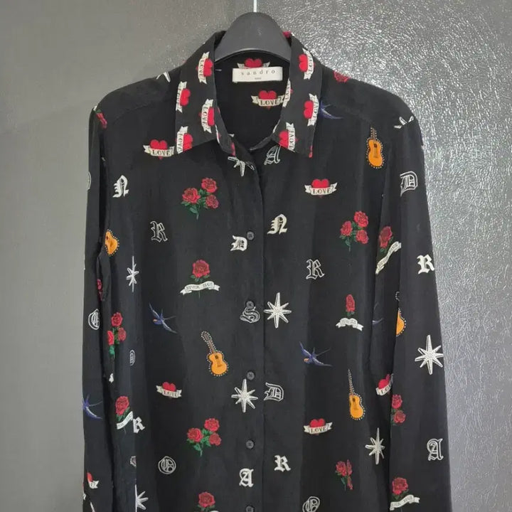 [BUNJANG] Sandro 100% Silk Printed Blouse / 산드로 실크100% 프린트 셔츠 산드로블라우스